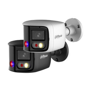 Dahua IPC-PFW3849S-A180-AS-PV-Black 2×4MP 180° Panoramische Netwerkcamera met Spotlight, Sirene en AI-detectie