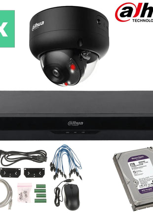 DAHUA Smart Dual Light-serie 30m IP-camerakit - 1x 8 megapixel 2,8 mm + 4 kanalen POE NVR + 2 TB